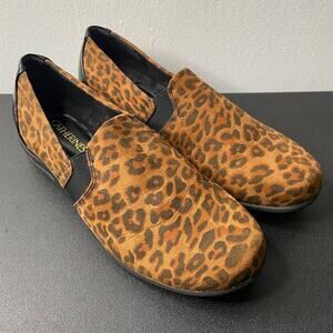 Catherines Slip On Loafers Shoe Animal Print Women US 9W Memory Foam Comfort